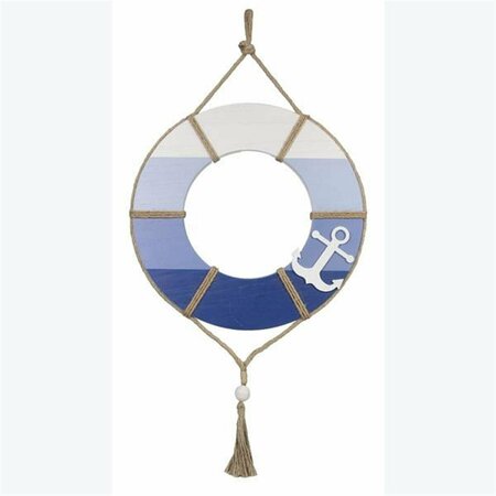 YOUNGS Wood Coastal Ombre Life Ring Wall Decor 62221